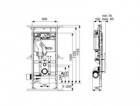 Система Инсталляции для Унитазов «Tece» Lux 400 (9600400)