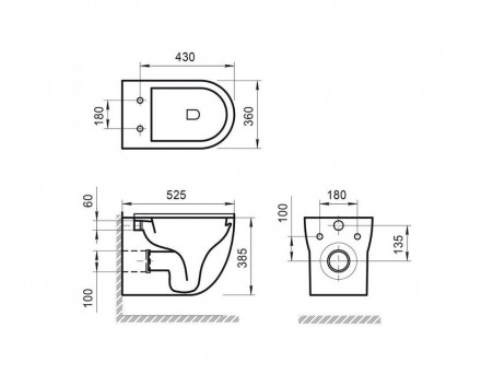 Подвесной Унитаз «BelBagno» Onda 36x52,5 Безободковый с Крышкой-Сиденьем Микролифт (BB066CHR+BB870SC)