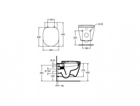 Подвесной Унитаз «Ideal Standard» Connect 36,5x54,5 с Крышкой-Сиденьем Микролифт Slim (E803501+E772401)