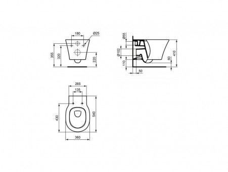 Подвесной Унитаз «Ideal Standard» Connect Air Aquablade 36x54 Безободковый с Крышкой-Сиденьем Микролифт Slim (E005401+E036601)