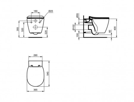 Подвесной Унитаз «Ideal Standard» Connect Aquablade 36,5x54 Безободковый (E047901)