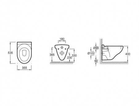 Подвесной Унитаз «Jacob Delafon» Collective 35,5x53,5 со Встроенным Сиденьем (E1755-00)