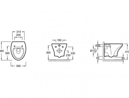 Подвесной Унитаз «Jacob Delafon» Nouvelle Vague 39x48 Безободковый (EDK102-00)