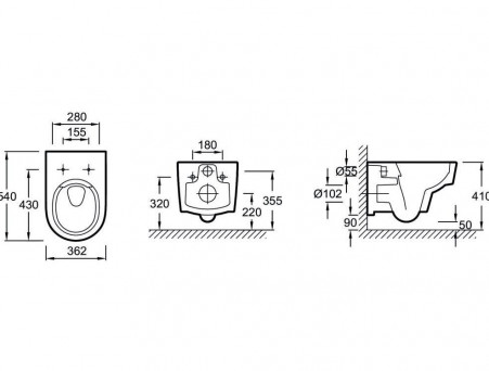 Подвесной Унитаз «Jacob Delafon» Odeon Rive Gauche 36x54 Безободковый с Крышкой-Сиденьем Микролифт Slim (EDR102-00+E24889-00)