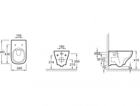 Подвесной Унитаз «Jacob Delafon» Struktura 34x54 Безободковый с Крышкой-Сиденьем Микролифт (EDE102-00+E70024-00)