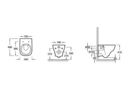 Подвесной Унитаз «Jacob Delafon» Struktura EDF102-00 48x34 Безободковый с Крышкой-Сиденьем Микролифт (EDF102-00+E70025-00)