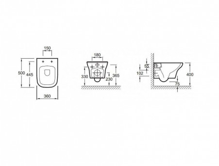 Подвесной Унитаз «Jacob Delafon» Vox 36x50 Безободковый (EDM102-00)