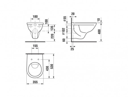 Подвесной Унитаз «Jika» Lyra Dino 35,5x53 (8.2137.0.000.000.3)