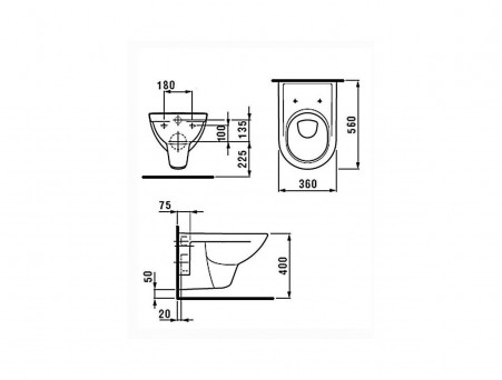 Подвесной Унитаз «Laufen» Pro 36x56 (8.2095.0.000.000.1)