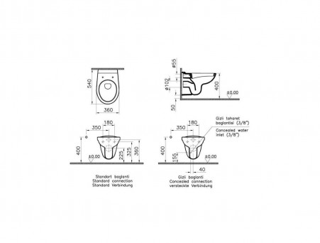 Подвесной Унитаз «Norm» Fit 36x54 (6855B099-1777)