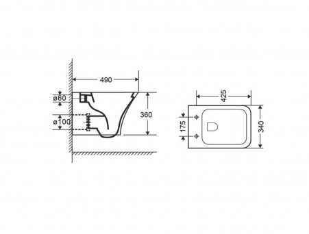 Подвесной Унитаз «Orange» 34x49 Безободковый с Крышкой-Сиденьем Микролифт Slim (C02-100W)