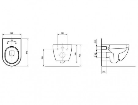 Подвесной Унитаз «Ravak» Uni Chrome RimOff 36x51 Безободковый c Крышкой-Сиденьем Микролифт (X01535+X01549)