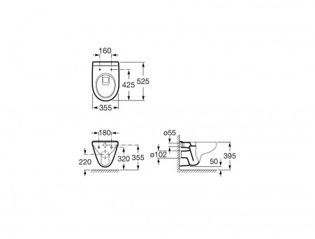 Подвесной Унитаз «Roca» Victoria 35,5x52,5 с Крышкой-Сиденьем (34630300R+801390004)