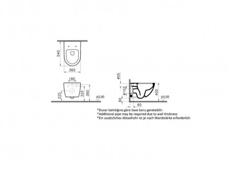 Подвесной Унитаз «Vitra» Sento 36,5x54 Безободковый (7748B003-0075)