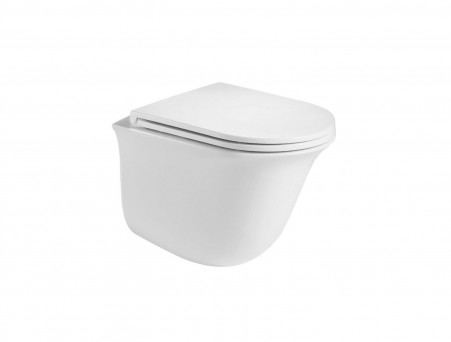 Подвесной Унитаз «WeltWasser» Telbach 004 GL-WT 36x48,5 Белый Глянец Безободковый с Крышкой-Сиденьем Микролифт Slim (10000003668)