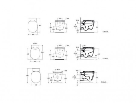 Подвесной Унитаз-Биде «Ideal Standard» Connect 36,5x54,5 с Крышкой-Сиденьем (E781901+E712801)
