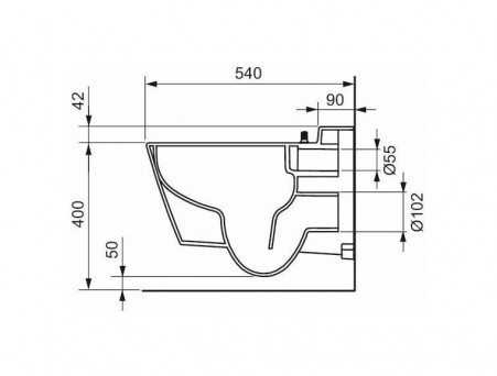 Подвесной Унитаз-Биде «Tece» One 40x54 Безободковый (9700200)