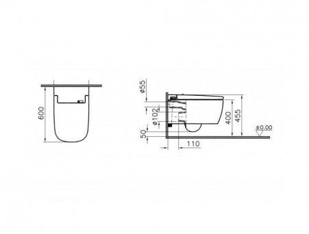 Подвесной Унитаз-Биде «Vitra» Basic 38x60 Безободковый с Крышкой-Сиденьем Микролифт (5674B003-6193)