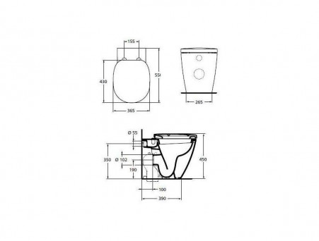 Приставной Унитаз «Ideal Standard» Connect 36,5x55 (E803401)