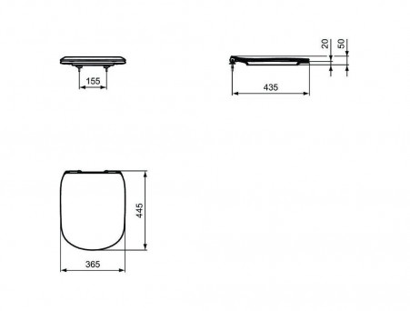 Приставной Унитаз «Ideal Standard» Tesi 36.5x55.5 Черный Матовый с Крышкой-Сиденьем Микролифт Slim (T0077V3+T3527V3)