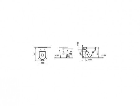 Приставной Унитаз «Vitra» Zentrum BTW 35,5x52 (5788B003-0075)