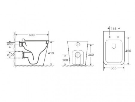 Приставной Унитаз «WeltWasser» Gelbach 002 MT-BL 35,5x60 Черный Матовый Безободковый с Крышкой-Сиденьем Микролифт Slim (10000003698)