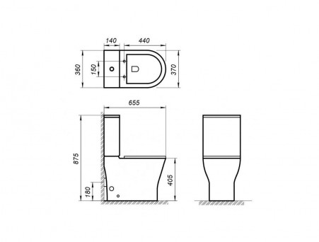 Унитаз-Компакт «BelBagno» Acqua 37x65,5 Безободковый с Крышкой-Сиденьем Микролифт (BB340CPR+BB340T+BB2020-1SC)