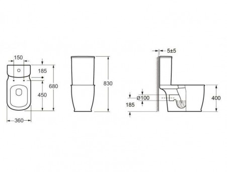 Унитаз-Компакт «BelBagno» Prado 36x68 с Крышкой-Сиденьем Микролифт (BB10150CP+BB10150T+BB10150SC)