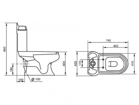Унитаз-Компакт «Cezares» King Palace 42x74,5 (CZR-163-T+CZR-237-T)