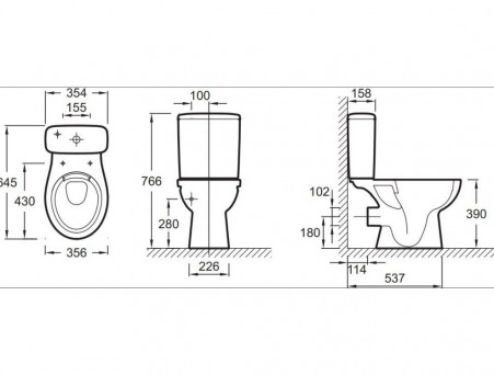 Унитаз-Компакт «Jacob Delafon» Patio 35,6x64,5 Безободковый (UJV102-00+ETB212-00)