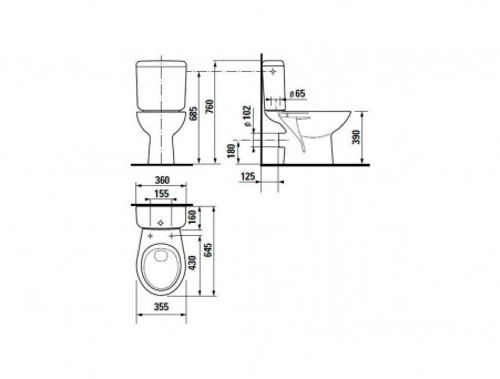 Унитаз-Компакт «Jika» Zeta 36x64,5 (8.2539.6.000.242.9)