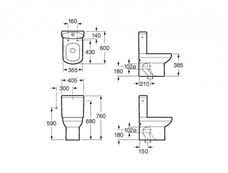 Унитаз-Компакт «Roca» Dama Senso Compacto 40,5x60 с Крышкой-Сиденьем Микролифт (342518000+(аналог 801512004) ZRU9000041+34151B000)