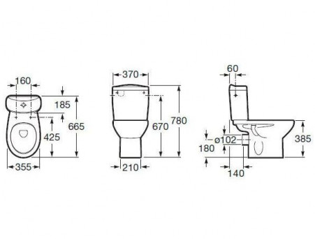 Унитаз-Компакт «Roca» Victoria 37x66,5 с Крышкой-Сиденьем 342399 (342399+34139Z+801390004)