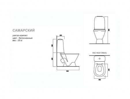 Унитаз-Компакт «Sanita» Самарский 35x64 с Крышкой-Сиденьем, Эконом (SMRSACC01090111)