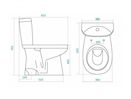Унитаз-Компакт «Santek» Анимо 38x62,5 Вертикальный Выпуск с Крышкой-Сиденьем Микролифт Дюропласт (1.WH30.2.136)