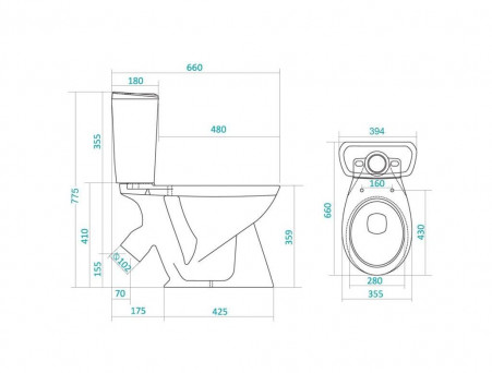 Унитаз-Компакт «Santek» Бриз 39,4x66 с Крышкой-Сиденьем Дюропласт (1.WH30.2.138)
