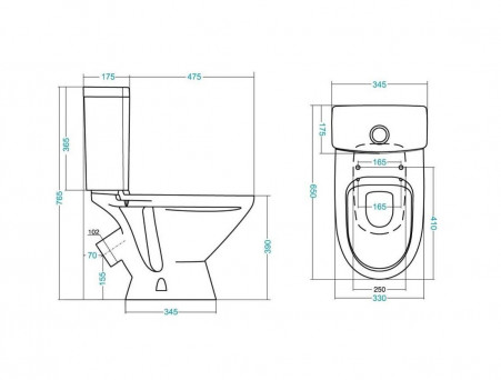 Унитаз-Компакт «Santek» Лига 34,5x65 с Крышкой-Сиденьем Дюропласт (1.WH30.2.141)