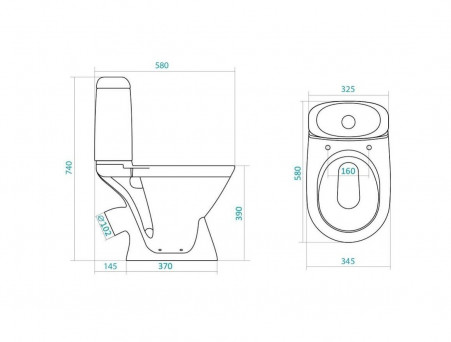Унитаз-Компакт «Santek» Римини 34,5x58 с Крышкой-Сиденьем (1.WH30.2.130)