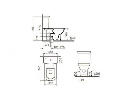 Унитаз-Компакт «Vitra» Serenada 41x70 с Деревянной Крышкой-Сиденьем (9722B003-7204)