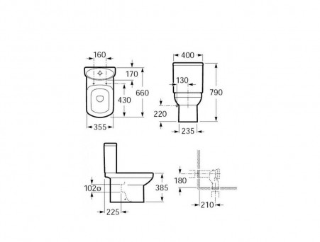 Унитаз-Компакт «Roca» Dama Senso 40x66 с Крышкой-Сиденьем Микролифт с гофрой (342517+341517+(аналог 801512004) ZRU9000041)