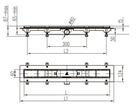 Душевой Лоток «MCH» Medium Боковой Выпуск, Хром Глянец (CH 550 M)