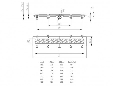 Душевой Лоток «MCH/Veconi» Klasik/Floor с Основой Под Плитку Боковой Выпуск, Хром (V850K)