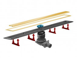 Душевой Лоток «Pestan» Confluo Premium Line 300 с Золотой Дизайн-Решеткой и Золотой Рамкой (13100050)