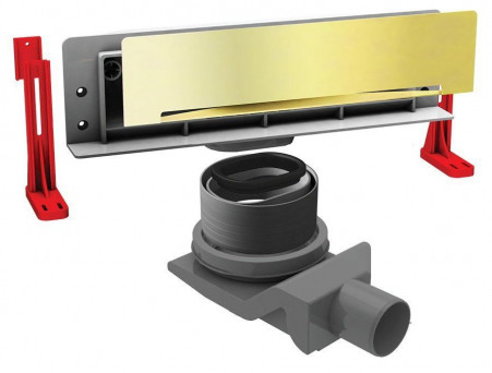 Душевой Лоток «Pestan» Confluo Premium Wall 330 Золото с Дизайн-Решеткой (13100061)