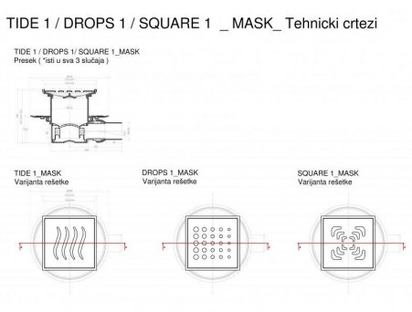 Душевой Трап «Pestan» Confluo Standard Square 1 Mask с Дизайн-Решеткой (13000073)