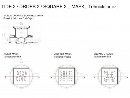 Душевой Трап «Pestan» Confluo Standard Square 2 Mask с Дизайн-Решеткой (13000082)