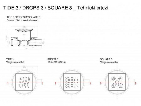 Душевой Трап «Pestan» Confluo Standard Square 3 с Дизайн-Решеткой (13000007)