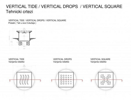 Душевой Трап «Pestan» Confluo Standard Vertical Drops с Дизайн-Решеткой (13000020)