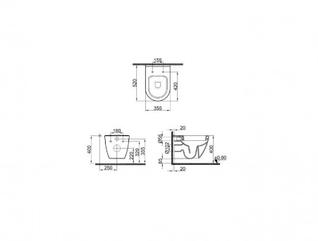 Подвесной Унитаз «Kale» Idea 2.0, Безободковый, Функция Биде, с Сиденьем (310200100281+310200700032(7112563500))