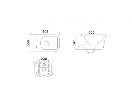 Подвесной Унитаз «Azario» Nova Квадратный, Безободковый, с Сиденьем (AZ2216)